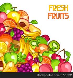 Background design with stylized fresh ripe fruits.. Background design with stylized fresh ripe fruits