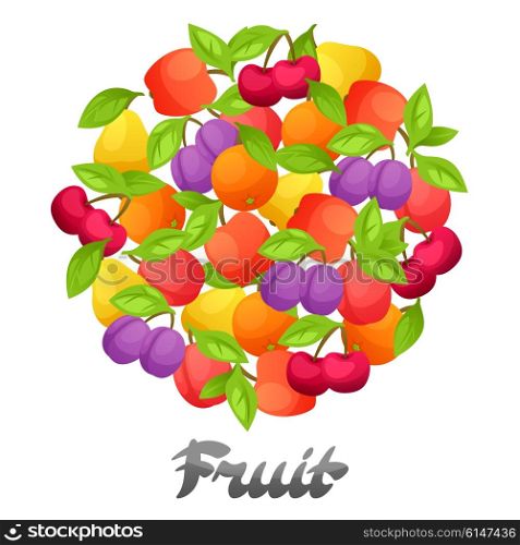 Background design with stylized fresh ripe fruits. Background design with stylized fresh ripe fruits.