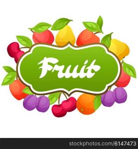 Background design with stylized fresh ripe fruits. Background design with stylized fresh ripe fruits.