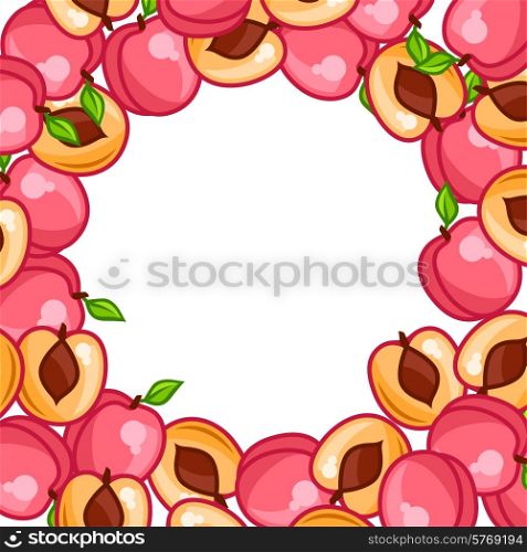 Background design with stylized fresh ripe peaches.. Background design with stylized fresh ripe peaches