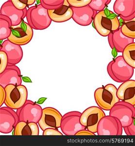 Background design with stylized fresh ripe peaches.. Background design with stylized fresh ripe peaches