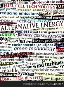 Background editable vector illustration of alternative energy newspaper headlines
