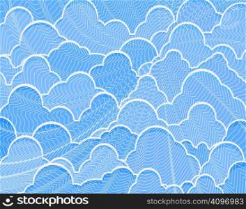 Background editable vector illustration of blue cumulus clouds