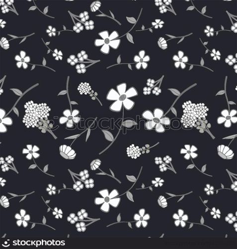 Background - floral seamless in black and white. EPS10 vector, swatch included.