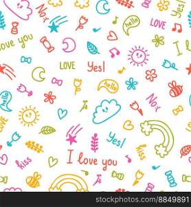 Background for cute little kids hand drawn vector image