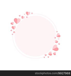 Background for day of love, valentine’s day, birthday party, wedding anniversary party,Red pink paper hearts surround a circle decorated with beautiful hearts. Cartoon vector illustration