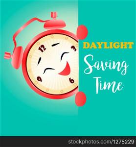 Background for Daylight Saving Time with alarm clock. Banner for Daylight Saving Time with alarm clock