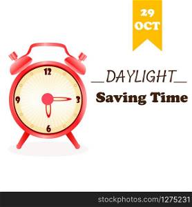 Background for Daylight Saving Time with alarm clock. Banner for Daylight Saving Time with alarm clock