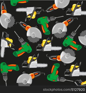 Background from tools. Electric tools on black background is insulated