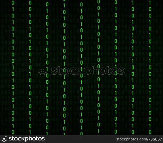 Background in a matrix style. Falling random numbers. Green is dominant color. Vector illustration.. Background in a matrix style. Falling random numbers. Green is dominant color. Vector stock illustration.