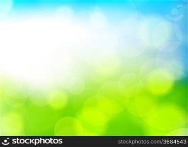 Background in blue and green color. Spring illustration