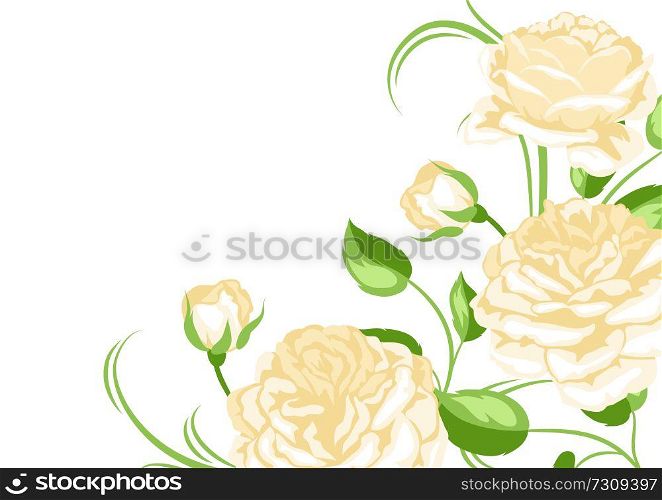 Background ith yellow roses. Beautiful decorative flowers, buds and leaves.. Background with yellow roses. Beautiful decorative flowers.
