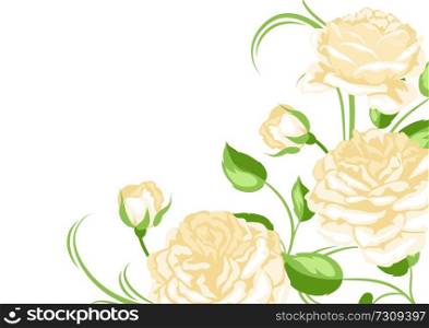 Background ith yellow roses. Beautiful decorative flowers, buds and leaves.. Background with yellow roses. Beautiful decorative flowers.