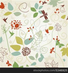 Background made of a flower and butterflies. A vector illustration