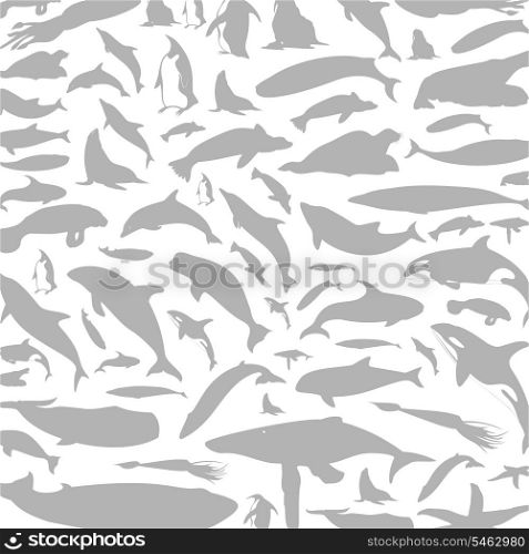 Background made of dolphins. A vector illustration