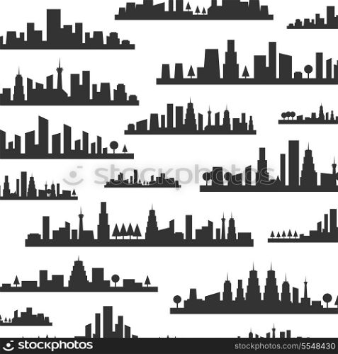 Background made of silhouettes of landscapes of cities