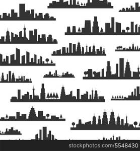 Background made of silhouettes of landscapes of cities