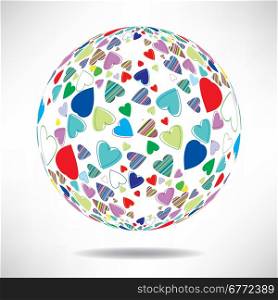 Background of colorful hearts in the shape of balls with space for text