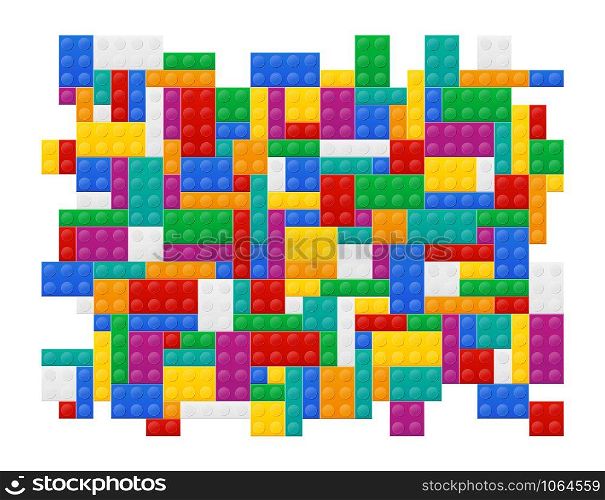 background of elements the colored plastic constructor top view vector illustration