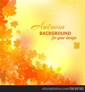 Background of falling yellow maple leaves. Vector illustration.