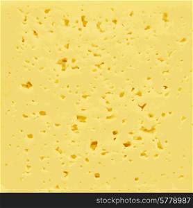 Background of fresh yellow Swiss cheese with holes Vector illustration.