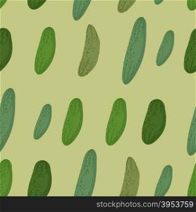 Background of green cucumber. Vector seamless pattern of vegetables. Vector texture&#xA;