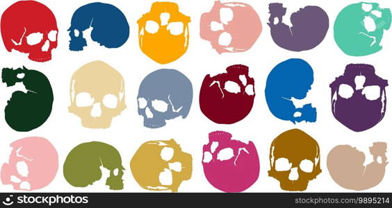 background of multi-colored skulls in several different positions