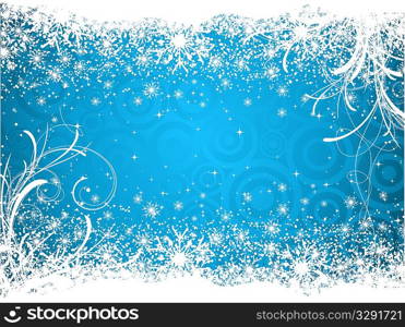 Background of snowflakes and stars