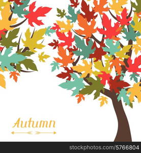 Background of stylized autumn trees for greeting card.
