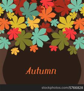 Background of stylized autumn trees for greeting card.
