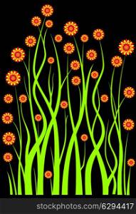 Background of the flowers on a black