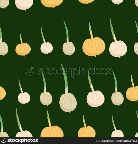 Background of the onion bulbs. Vector seamless pattern of vegetables. Vector texture&#xA;