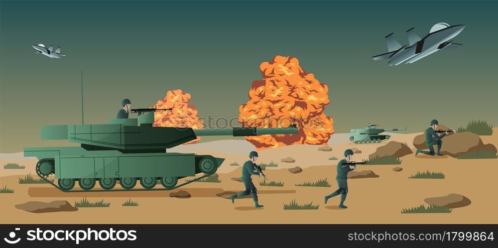 Background of war in situation of the battle,vector illustration