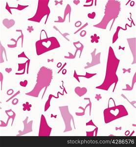 Background of women shoes. Seamless Vector pattern.
