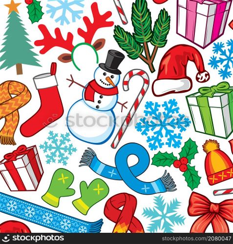 Background pattern with Christmas and New Year icons vector