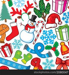 Background pattern with Christmas and New Year icons vector