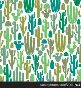 Background pattern with group of cactus vectorm icons