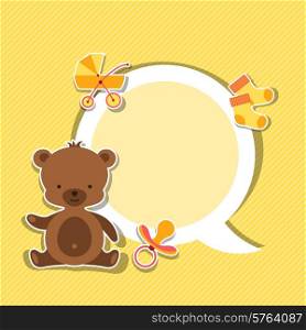 Background photo frame with little cute baby bear.