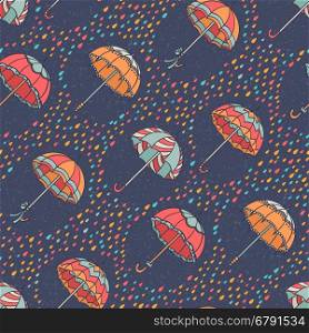Background Seamless Colorful Umbrellas Pattern. Vector Illustration.. Umbrella Pattern
