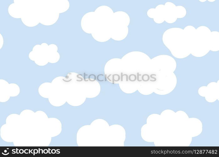 Background seamless pattern vector with cute fluffy cloud