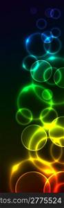 Background side element with abstract colorful circle glowing lights. Eps10 file.