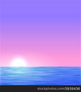 Background sunrise realistic sea wave use on postcards, banners, posters and web page - vector
