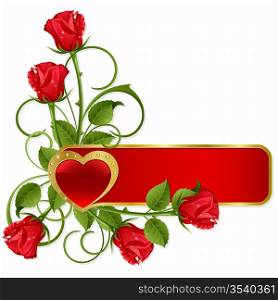 Background to the St.Valentine with gold heart and roses