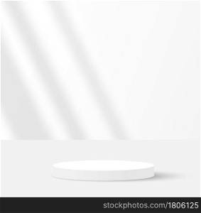 Background vector 3d white rendering with podium and minimal white wall scene, minimal abstract background 3d rendering abstract geometric shape white podium. Stage for product in 3d abstract background