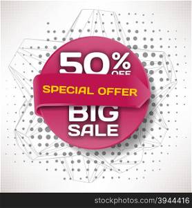 Background vector tag Big Sale paper banner special offer