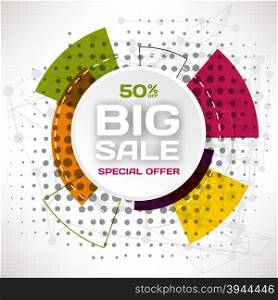 Background vector tag Big Sale paper banner special offer