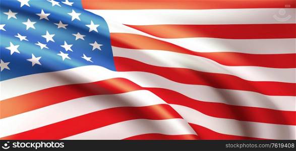 Background waving in the wind American flag. Background for patriotic national design. Vector illustration EPS10. Background waving in the wind American flag. Background for patriotic national design. Vector illustration