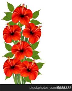Background with a bunch of red flowers. Vector.