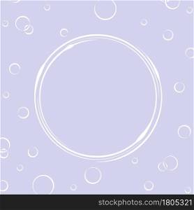Background with a round frame in the center with place for text, photo or illustration and bubbles around for congratulations, cards, banners and creative designs. Flat style