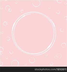 Background with a round frame in the center with place for text, photo or illustration and bubbles around for congratulations, cards, banners and creative designs. Flat style